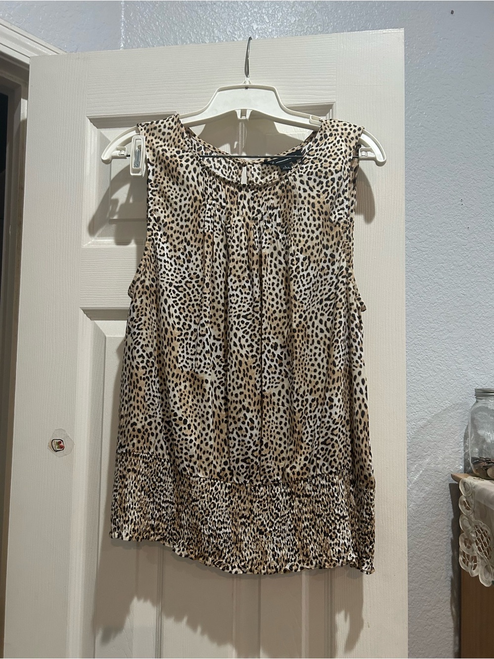 INC International Concepts Sleeveless Leopard-Print Blouse - Tan & Black